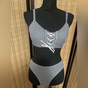 Women's Navy and White Bikinis-and-tankini-sets
